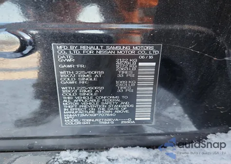 2016 Nissan Rogue S z USA, uszkodzony, nr VIN KNMAT2MVXGP707640